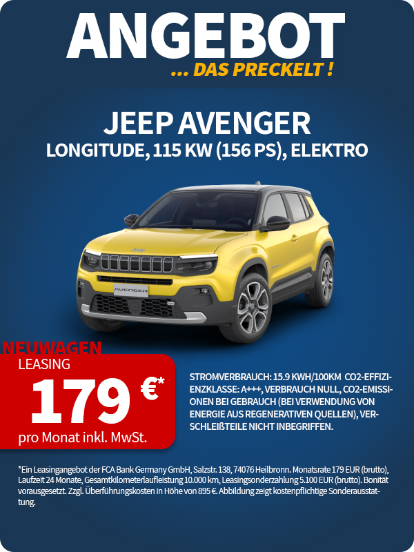 Auto Angebot Jeep Avenger jetzt für 179 € leasen
