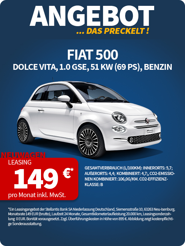 Angebot: Fiat 500, Dolce Vita, Benziner
