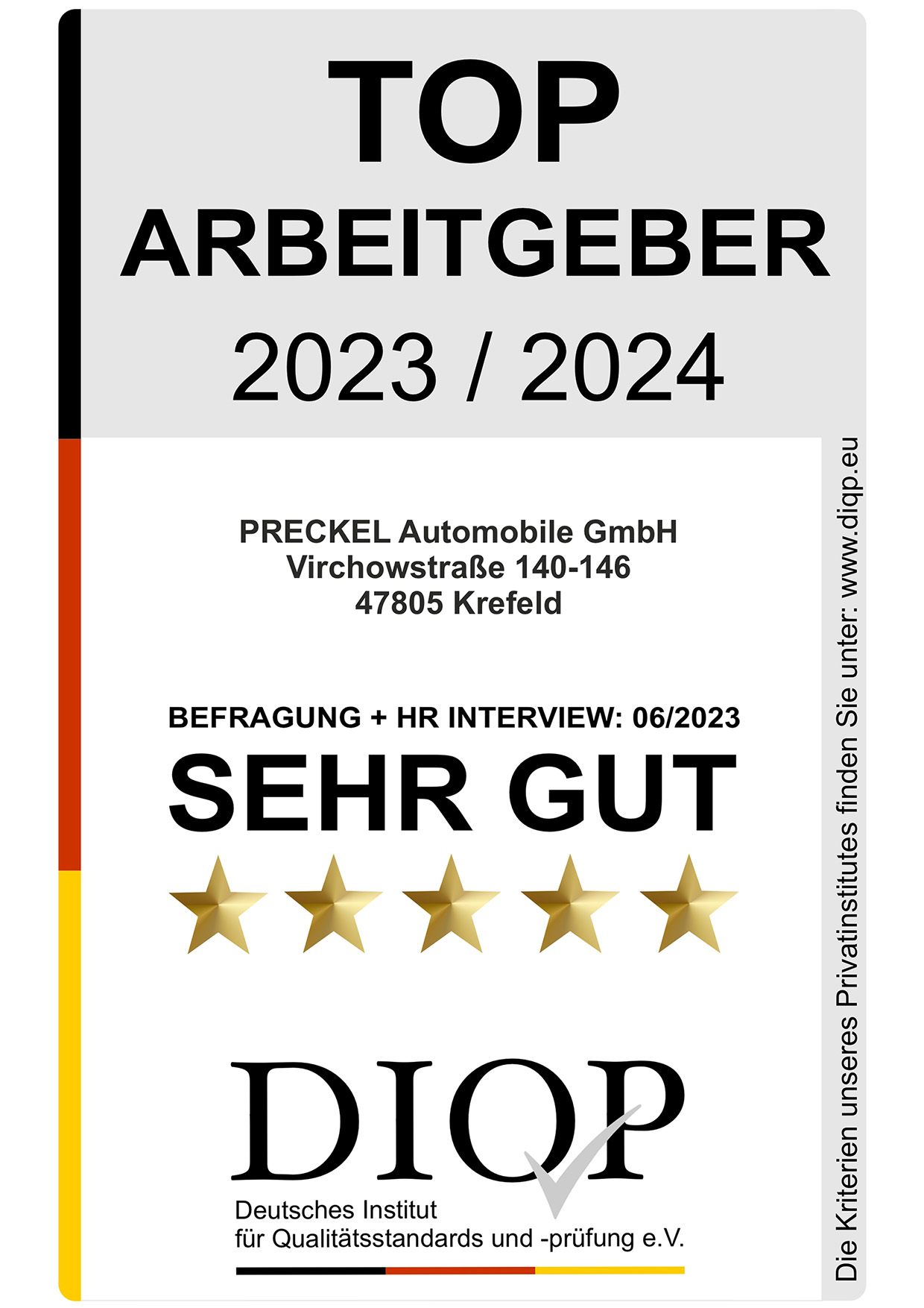 Preckel Automobile GmbH ist Top Arbeitgeber 2023-2024