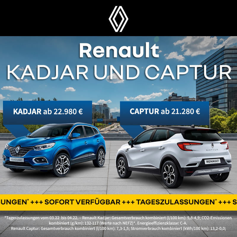 Renault Kadjar und Captur sofort verfügbar bei Preckel Automobile