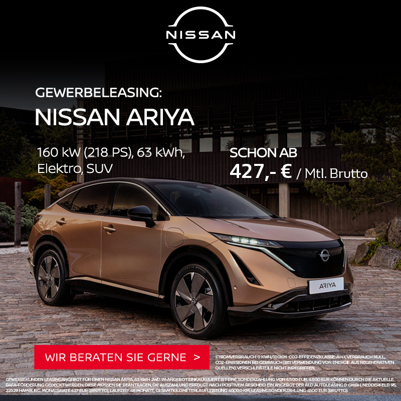 Der Nissan Ariya jetzt im Gewerbeleasing bei Preckel Automobile GmbH